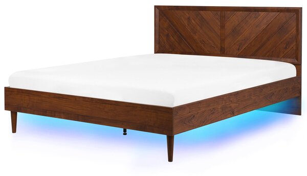 LED postel MIALET 180 x 200 cm Tmavě hnědá
