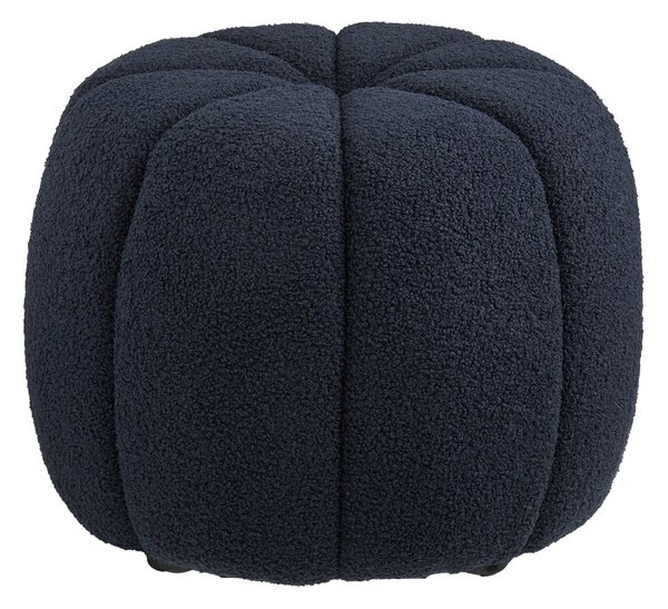 Tmavě modrý taburet z textilie bouclé Paisley – House Nordic