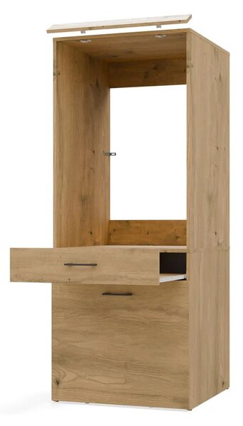 Vysoká skříňka pod pračku/sušičku s výsuvnou policí MARGO - dub artisan
