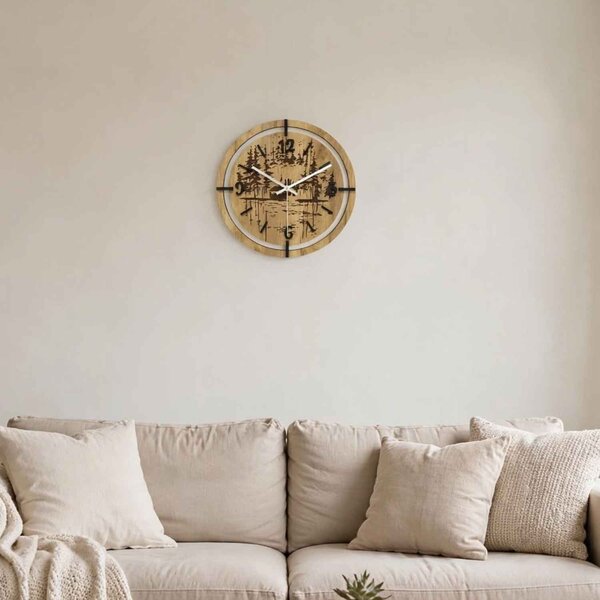 Dřevěné hodiny na zeď les 30 až 50 cm | NILSE: HDF - Javor 30 cm 4804-115436 HDF0702-ruky-silver