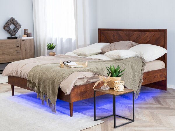 LED postel MIALET 160 x 200 cm Tmavě hnědá