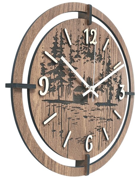 Dřevěné hodiny na zeď les 30 až 50 cm | NILSE: HDF - Javor 30 cm 4804-115436 HDF0702-ruky-silver