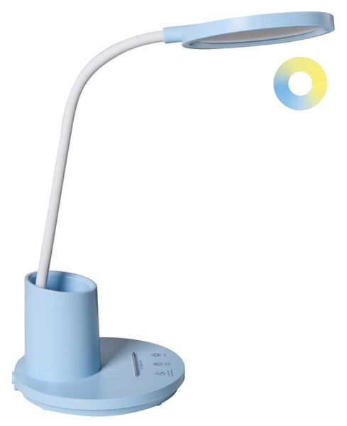 LED stolní lampa VELA se stmívačem Modrá