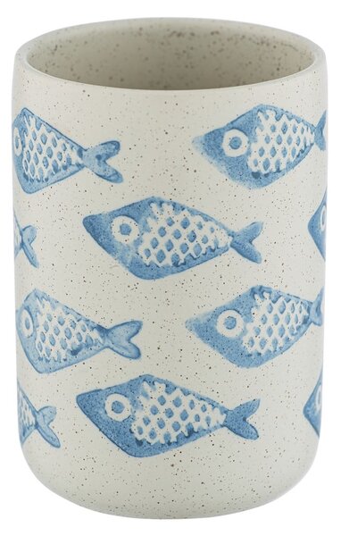 Modro-bílý keramický kelímek na kartáčky Wenko Aquamarin