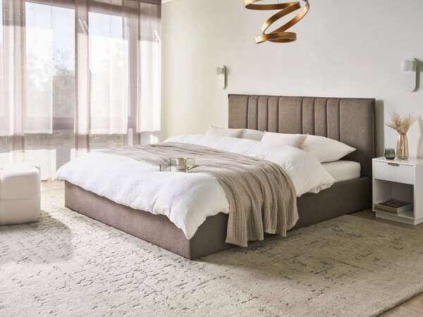 Postel s úložným prostorem Tkanina TARASCON 180 x 200 cm Taupe
