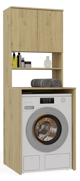 Vysoká koupelnová skíňka nad pračku LUCENZA - dub artisan