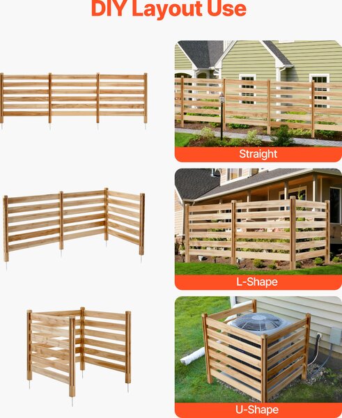 SucceBuy dřevěný plot 3 panely plot plot soukromí obrazovka 914x914mm