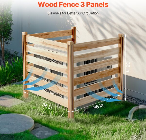 SucceBuy dřevěný plot 3 panely plot plot soukromí obrazovka 914x914mm