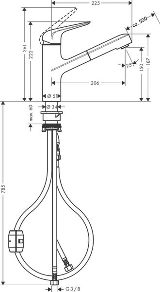Hansgrohe Focus M42 kuchyňská baterie stojící chrom 71814000