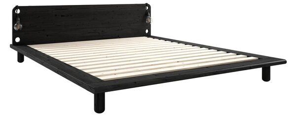 Černá dvoulůžková postel z borovicového dřeva s roštem 180x200 cm Peek – Karup Design