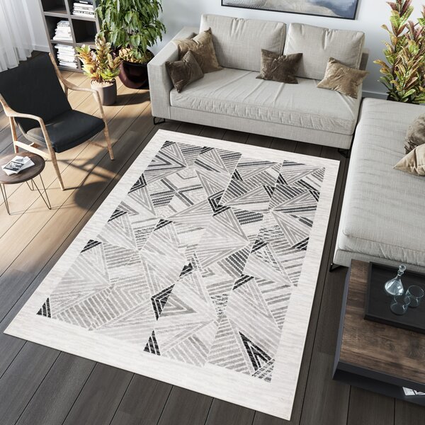 Makro Abra Moderní kusový koberec GRACE 6343A Geometrický krémový světle šedý Rozměr: 120x170 cm