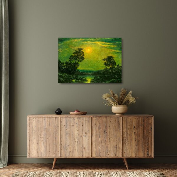 Skleněný obraz - Imitator of Ralph Albert Blakelock, Moonlight, reprodukce (70x50 cm)