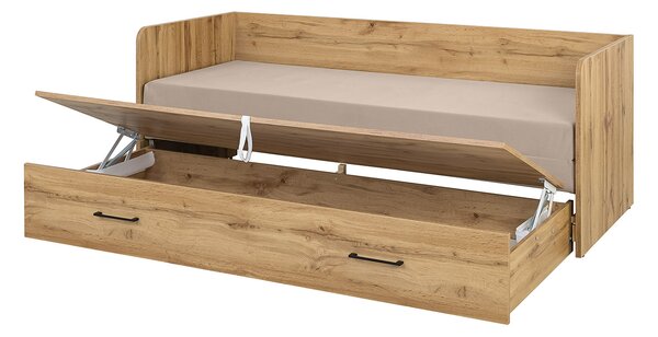Rozkládací postel 80 cm BRW Tetrix (dub wotan + béžová)