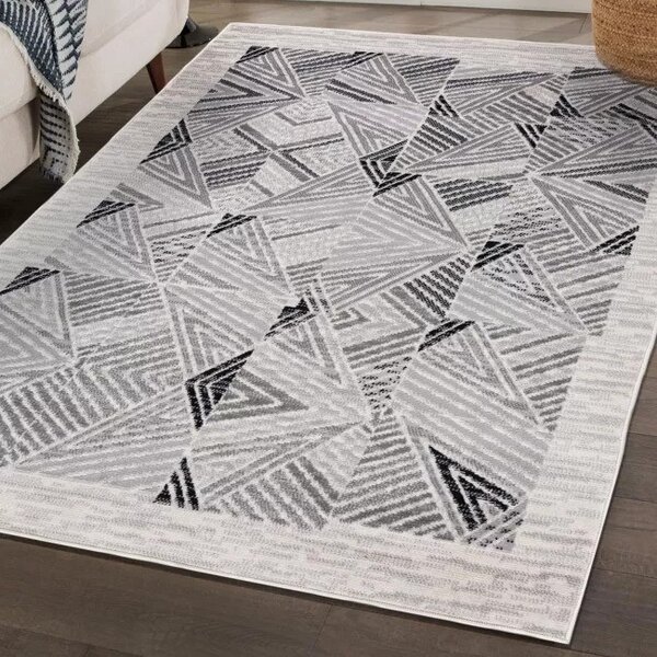 Makro Abra Moderní kusový koberec GRACE 6343A Geometrický krémový světle šedý Rozměr: 120x170 cm