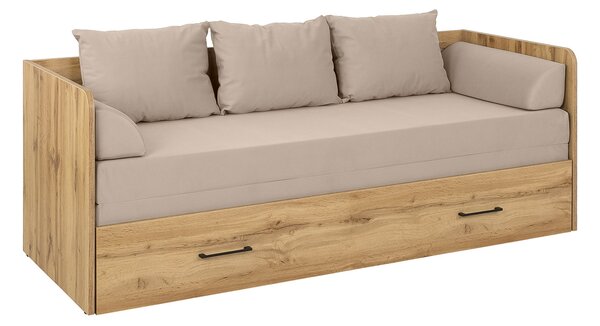 Rozkládací postel 80 cm BRW Tetrix (dub wotan + béžová)