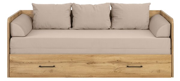 Rozkládací postel 80 cm BRW Tetrix (dub wotan + béžová)