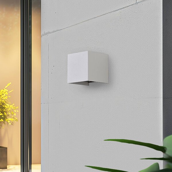 Lindby Smart LED venkovní nástěnné svítidlo Dara, 10 cm, bílá, Tuya, stmívatelný, Bílá / opál, Plast, Moderní