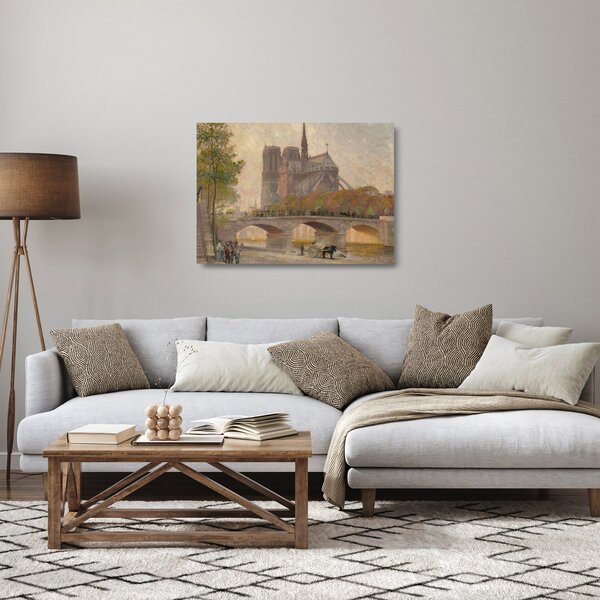 Skleněný obraz - Robert William Vonnoh, Notre Dame de Paris, reprodukce (70x50 cm)
