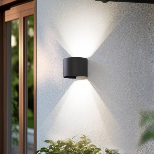 Lindby Smart LED venkovní nástěnné svítidlo Dara šedé kulaté RGB Tuya, stmívatelný, Hliník / šedá / zinek, Plast, Moderní