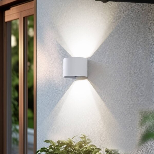 Lindby Smart LED venkovní nástěnné svítidlo Dara bílé kulaté RGB Tuya, stmívatelný, Bílá / opál, Plast, Moderní