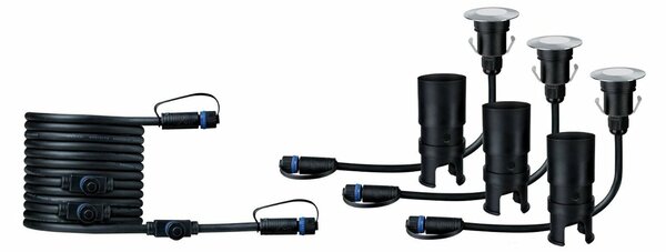 Paulmann Plug&Shine zemní svítidlo Floor Mini IP65 3000K 3x2,5W 24V stříbrná 939.49 P 93949