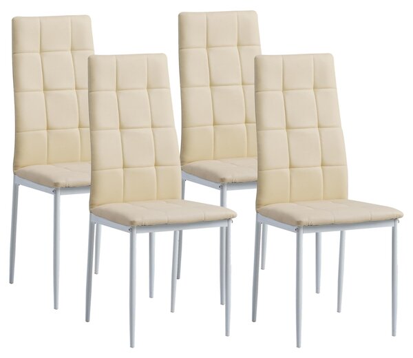 Židle do jídelny Albatros RIMINI sada 4 kusů, béžová - ušlechtilý italský design, čalouněný potah židle z umělé kůže, moderní a stylový u jídelního stolu - kuchyňská židle do jídelny s vysokou nosností