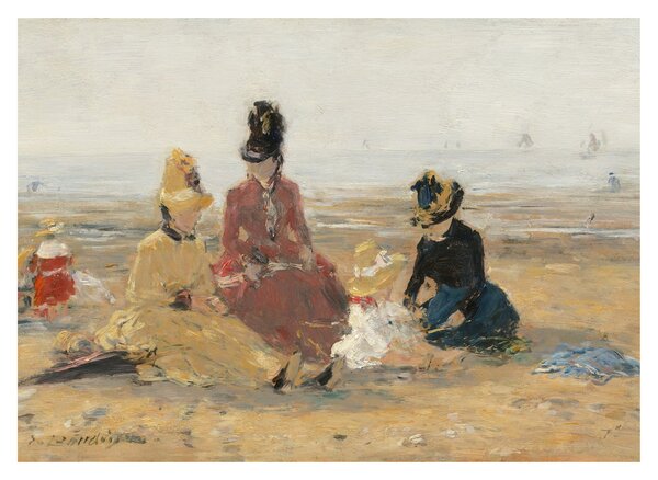 Skleněný obraz - Eugène Boudin, On the Beach, Trouville, reprodukce (70x50 cm)
