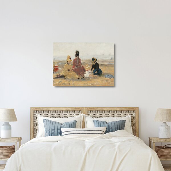Skleněný obraz - Eugène Boudin, On the Beach, Trouville, reprodukce (70x50 cm)