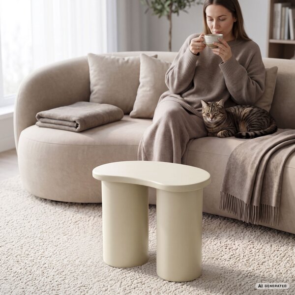 Designový odkládací stolek BEGRIS - krémový