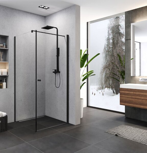 New Trendy Superia Black sprchový kout 90x80 cm obdélníkový černá matný/průhledné sklo K-0801