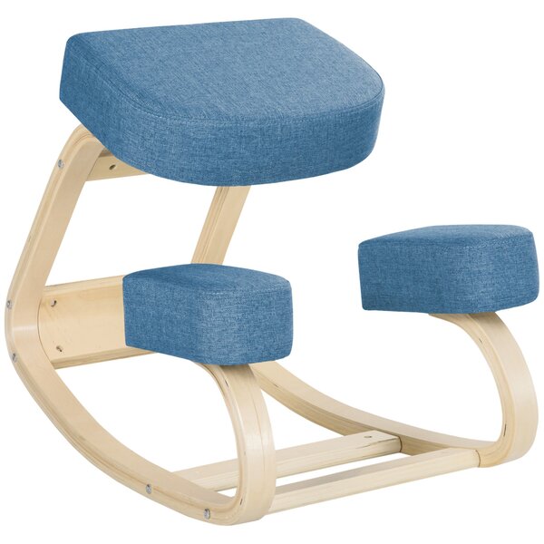 Vinsetto Ergonomická Kolenní Židle z Březového Dřeva, Křeslo pro Udržení Správného Držení Těla s Paměťovou Pěnou a Polyesterovým Polštářem pro Domov a