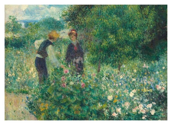 Skleněný obraz - Auguste Renoir, Picking Flowers, reprodukce (70x50 cm)
