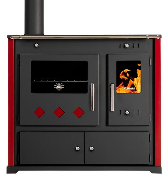 EEK A+ Practik Lux Eco 9,5 kW sporák na dřevo | trouba, sklokeramická deska Bordo vlevo