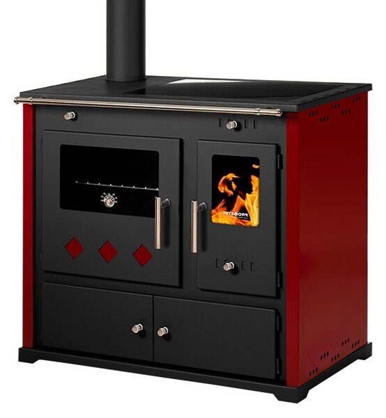 EEK A+ Practik Lux Eco 9,5 kW sporák na dřevo | trouba, sklokeramická deska Bordo vlevo