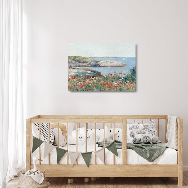 Skleněný obraz - Childe Hassam, Poppies, Isles of Shoals, reprodukce (70x50 cm)