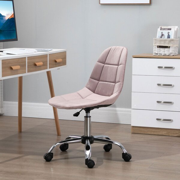 Vinsetto Otočná Kancelářská Židle, Ergonomický a Nastavitelný Design Bez Opěrek, Růžová, 59x59x81-91cm | Aosom