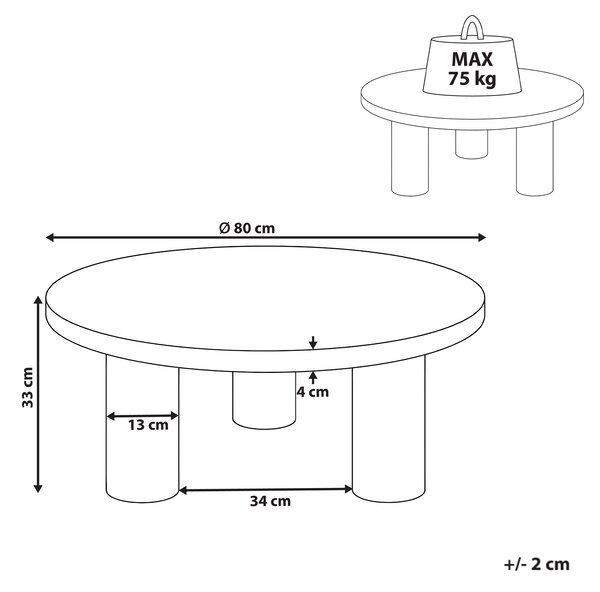 Zahradní konferenční stolek VIPITENO 80 cm 80 cm Kov Béžová