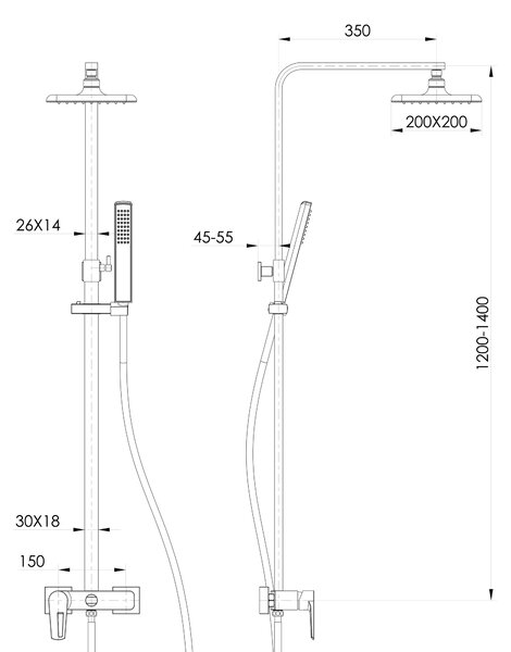 Cersanit Mille sprchová sada na stěnu chrom S951-339