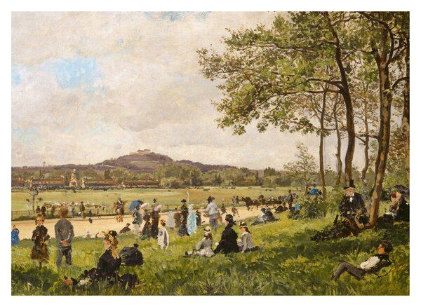 Skleněný obraz - French 19th Century, Race Course at Longchamps, reprodukce (70x50 cm)
