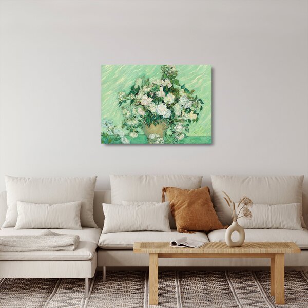 Skleněný obraz - Vincent van Gogh, Roses, reprodukce (70x50 cm)