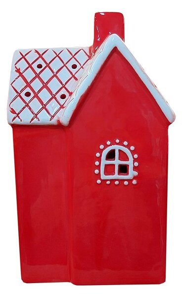 Domek keramický červený svítící 16,3*9,8cm 2009308-1