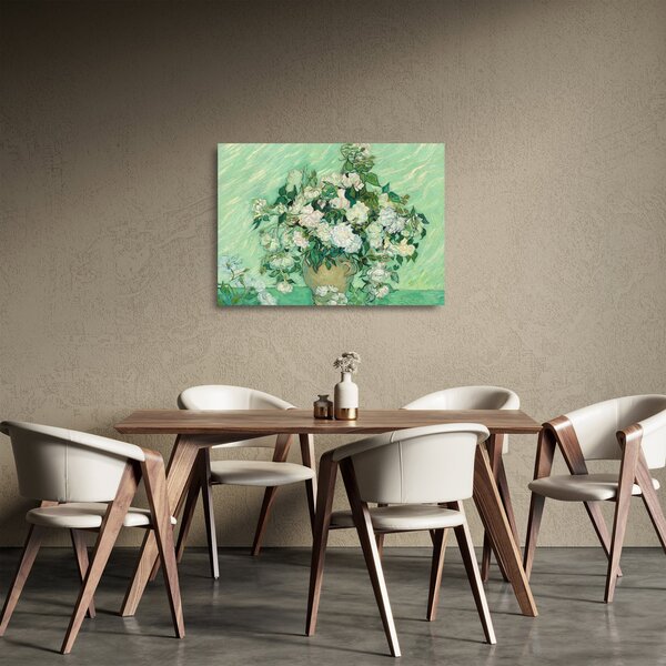 Skleněný obraz - Vincent van Gogh, Roses, reprodukce (70x50 cm)