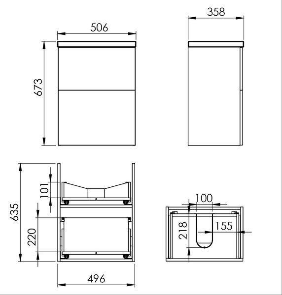 Elita Kido umyvadla se skříňkou 50 cm bílá RE020501115290