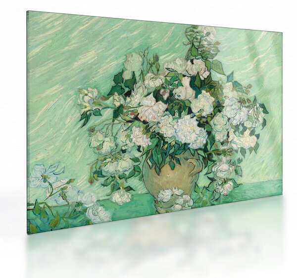 Skleněný obraz - Vincent van Gogh, Roses, reprodukce (70x50 cm)