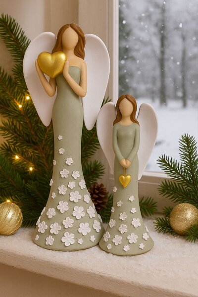 Anděl s květy 17,5cm z polyresinu 3130002-1B
