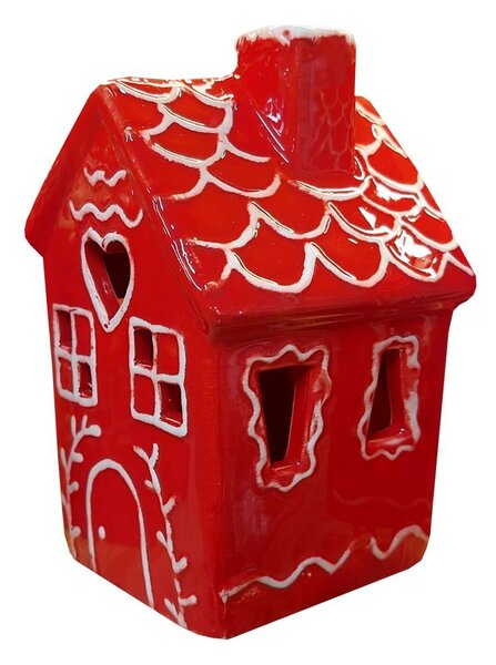 Domek keramický červený svítící 12*7,5cm 2009311-1