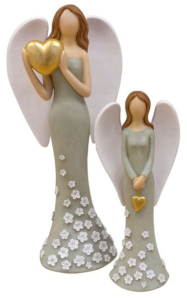Anděl s květy 17,5cm z polyresinu 3130002-1B