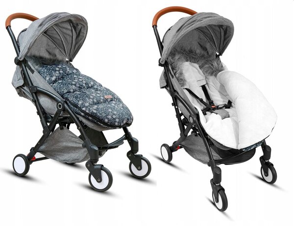 Dětský fusak do kočárku BABYMAM Premium - Vločky/šedý