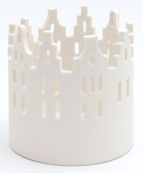 Svícen porcelánový domky bílý 8*6,5cm 9305201-1B