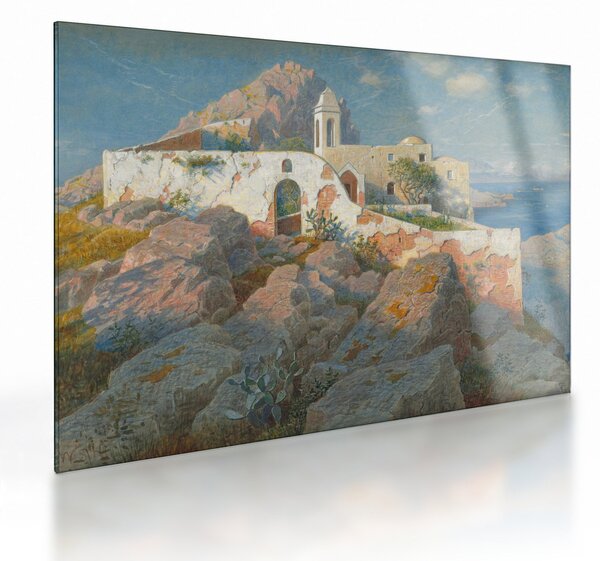 Skleněný obraz - William Stanley Haseltine, Santa Maria a Cetrella, Anacapri, reprodukce (70x50 cm)